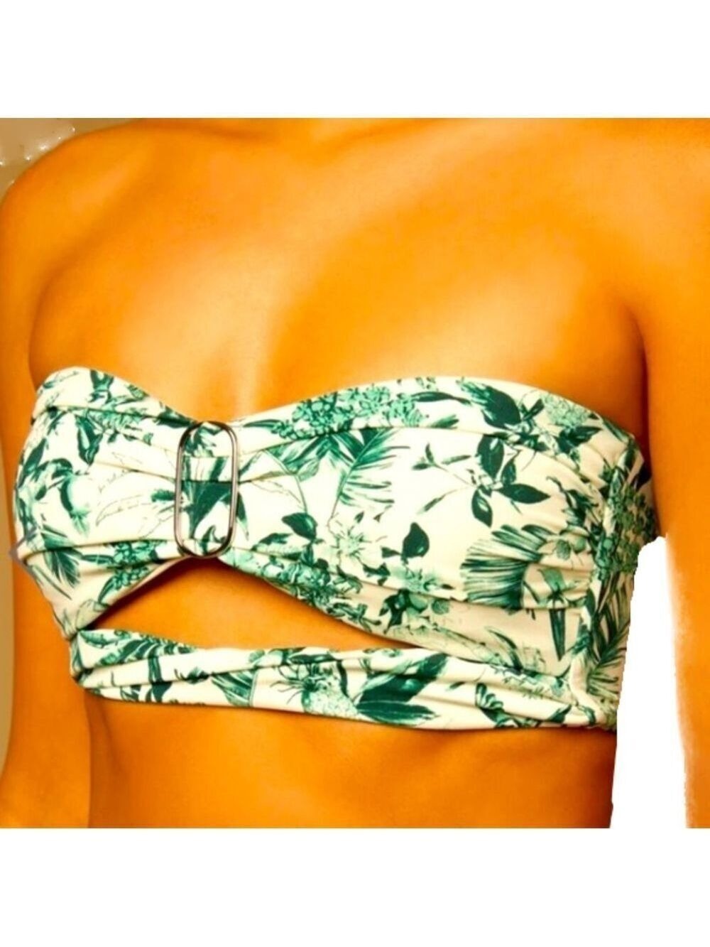 NWT Onia Lara Bikini Top Forest Green Multi Bandeau